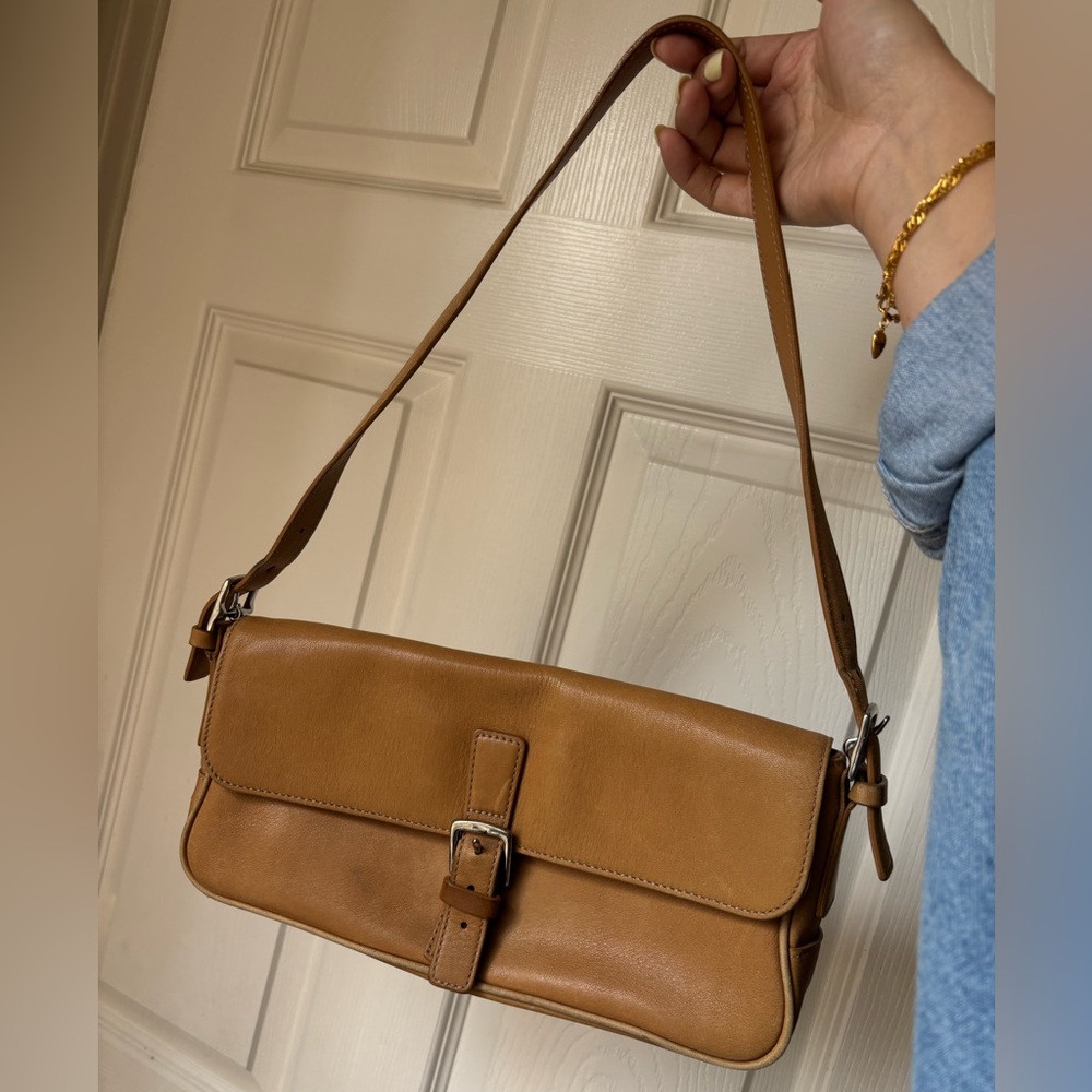 Coach east west Hampton baguette shoulder bag (vintage, tan light brown, 7784)